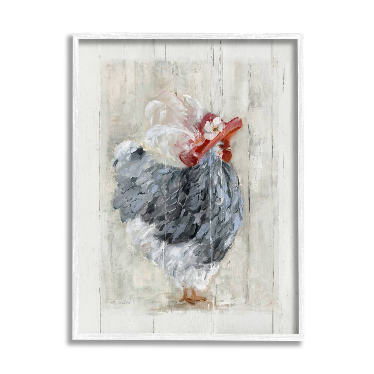 Stupell Industries Farm Chicken in Traditional Brim Hat Chic Bird Framed Wall Art